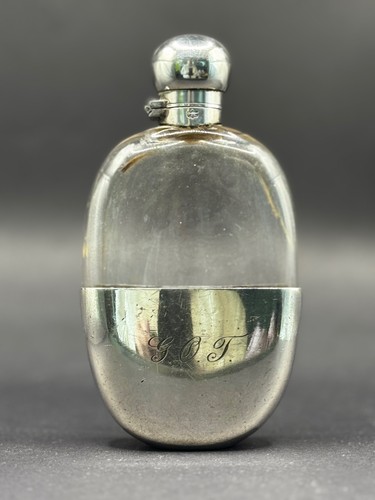Antique glass silver plate - silver,