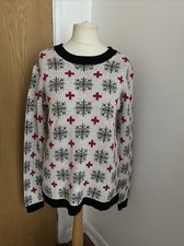 Women’s Hatley Alpine Snowflakes Sweater Christmas Pullover Jumper Size L