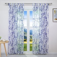 Voile Curtains Transparent Window Sheer Ready Made Net Curtains Tab Top