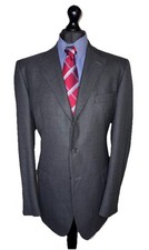 AQUASCUTUM LONDON LUXURY DESIGNER SUIT BIRDSEYE CHARCOAL GREY 44Lx38x34