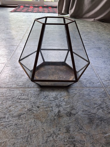 Glass and metal terrarium - glass,