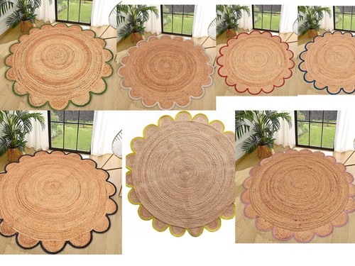 Round rug jute carpet hand - round,