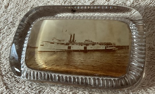 Antique steam ship glass paper - ship,