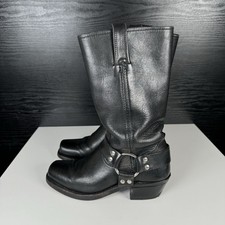 Frye Harness Boots Womens Size 6.5M Black Leather Square Toe Mid Calf