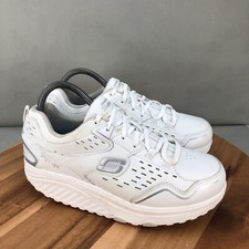 Skechers Shape Ups Walking Shoes Womens 9 White Leather Cushioned Foam Comfort