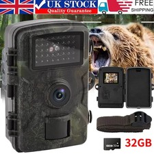 32GB Wildlife Trail Camera 4K 1080P Game Night Vision Outdoor Motion Hunting Cam