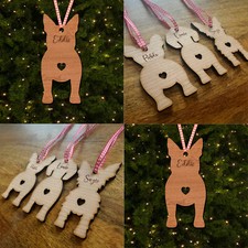 Bull Terrier Dog Bauble Dog Bum Ornament Personalised Chrsitmas Tree Decoration
