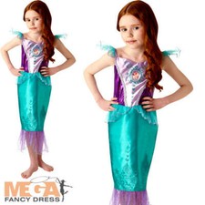 Ariel Gem Princess Girls Fancy Dress Disney Little Mermaid Book Day Kids Costume