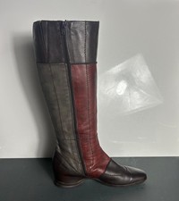 Women’s - Hispanitas Leather Hidden Wedge -Boots - Grey/Brown/Burgundy - Size 7