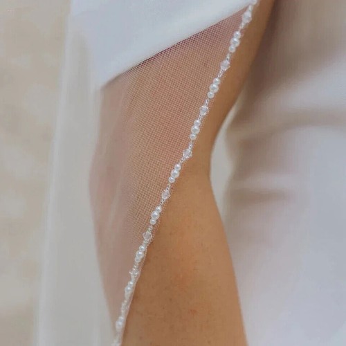 Tier wedding veil beaded - 1,