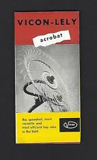 Vintage Vicon Lely Acrobat Hay Rake Brochure