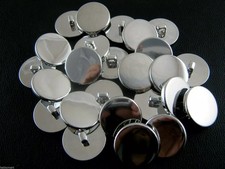 Round Flat Plastic Silver Blazer Buttons 3 Sizes -15mm 18mm 20mm With Shank