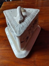 Antique Porcelain Cheese Dish with Decorated Lid
