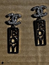 BOY Chanel Mash Up Logo Earrings Punk Rock Glamour New London Paris Pierced Rare