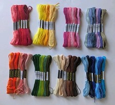 Pack of 6 Skeins Embroidery Cross Stitch Thread; Cotton; 8 Metre; Multicoloured