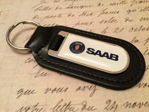 Saab real leather keyring - saab,