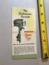 Vintage Wizard Super Twin Boat Motor Mini Brochured Ad Flyer Western Fishing Rod