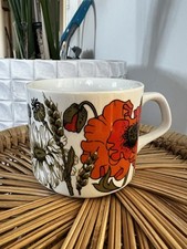 Vintage J & G Meakin Studio Poppy Design Tea Cups Coffee Retro Floral VGC