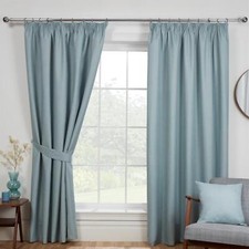 Blackout Curtains Pencil Pleat Taped Thermal Curtain Pair Blue Pink Grey