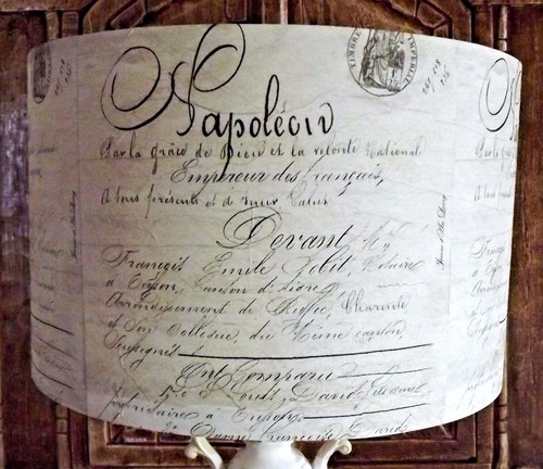 Old script lamp shade - old,
