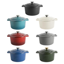 Cast Iron Casserole Dish Enameled Durable Non-Stick Hob Oven Self-Basting Lid