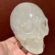 Clear Quartz Crystal Skull - Hand Carved Healing Sculpture - 3.08LB