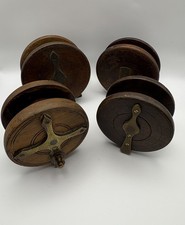 4 Antique Wooden Fishing Reels