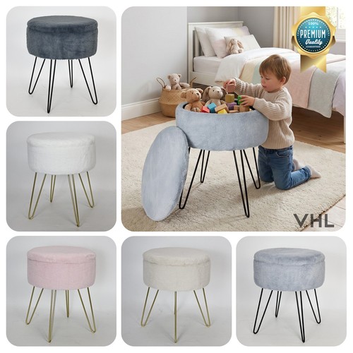Faux fur hairpin stool round - fur,