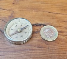 Vintage German Dry Chrome Pocket Compass ? WW2 Military 3.5cm In Diameter 