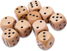 10 Pack Wooden Dice Set - Standard 16mm 6-Sided Dice for Board Games