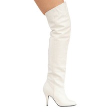 Pleaser USA Legend-8868 White Leather Thigh Boot IN-STOCK