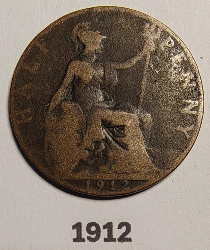 1912 king george half penny - 1912,