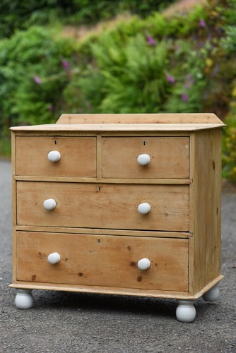 Antique pine chest drawers - chest,