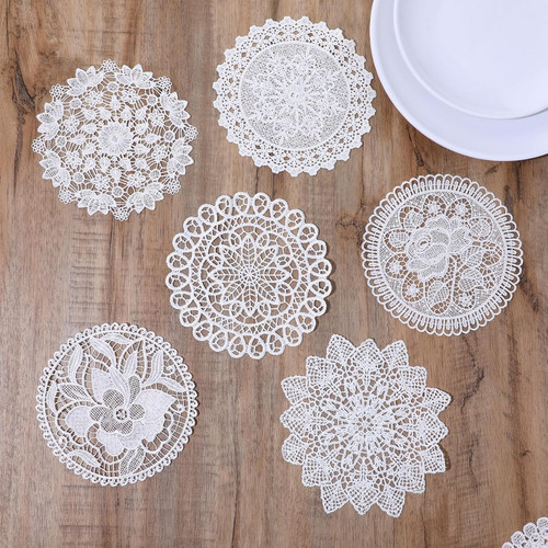 6pcs white vintage crochet - white,