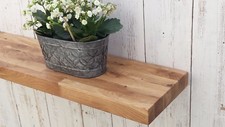 Solid OAK wood floating Mantel shelf rustic with concealed Shelf Brackets 