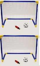 2 x Kids Football Soccer Goals Ball Pump Portable Posts Nets Indoor Outdoor Set