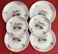 Vintage Alfred Meakin ‘Tally Ho‘ Six Mixed Dinner And Salad Plates