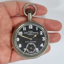 WW1 Military Pocket Watch 8 Day Non Luminous Mark V B.G. No 1163