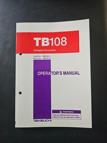 Takeuchi tb108 operators - tb108,