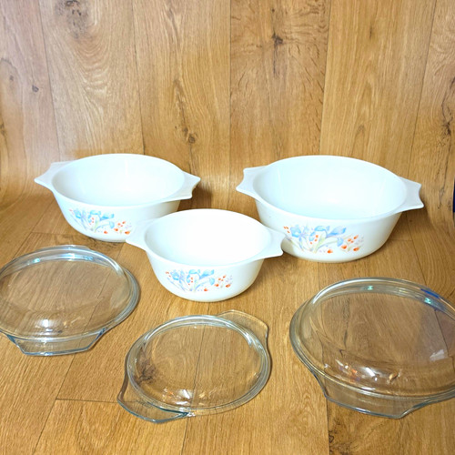 Pyrex round floral glass - pyrex,