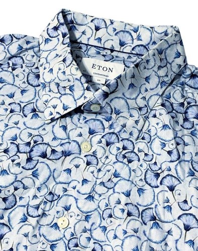 Men eton shirt blue cotton - eton, xxl