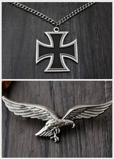 2 Pcs WWII German iron cross medal badge Necklace with eagle medal w Box Repro