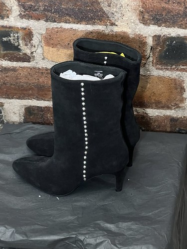 Zara black suede studded boots - zara,