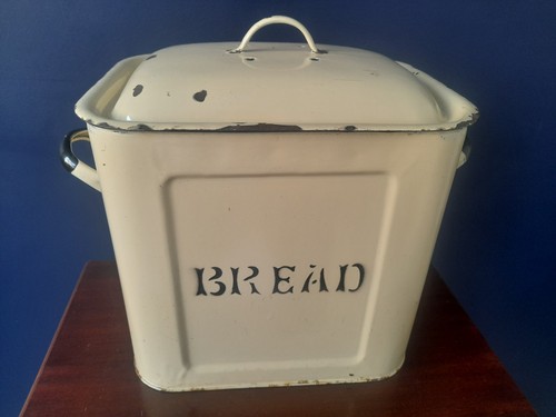 Vintage enamel bread bin - enamel,