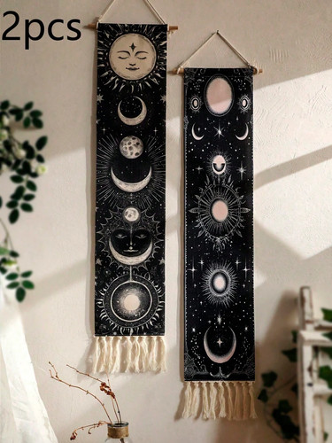 2pcs boho moon phase wall - moon,