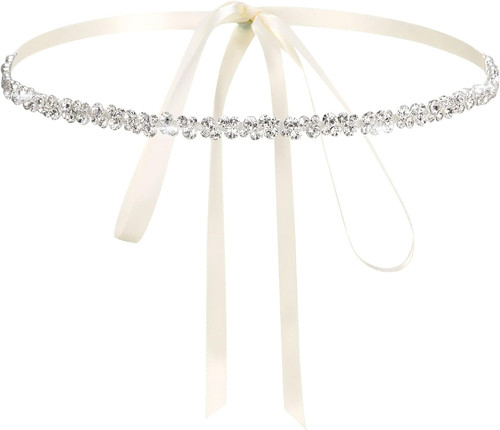 Rhinestone belt wedding dress - rhinestone,