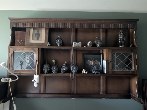 Vintage oak dresser top leaded - dresser,