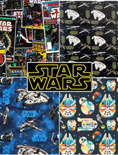 Star Wars Cotton Fabric Comic Ship Rebel Retro Throwback Black Kids Craft 45"
