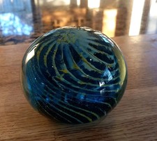 MDINA Hand-blown GLASS PAPERWEIGHT - SEA URCHIN Dynamic swirls pattern Stunning 
