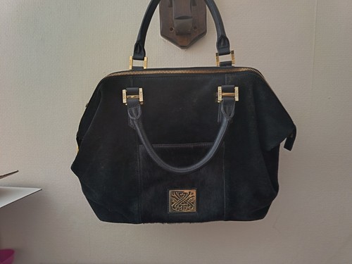 Large black genuine - large, leather/